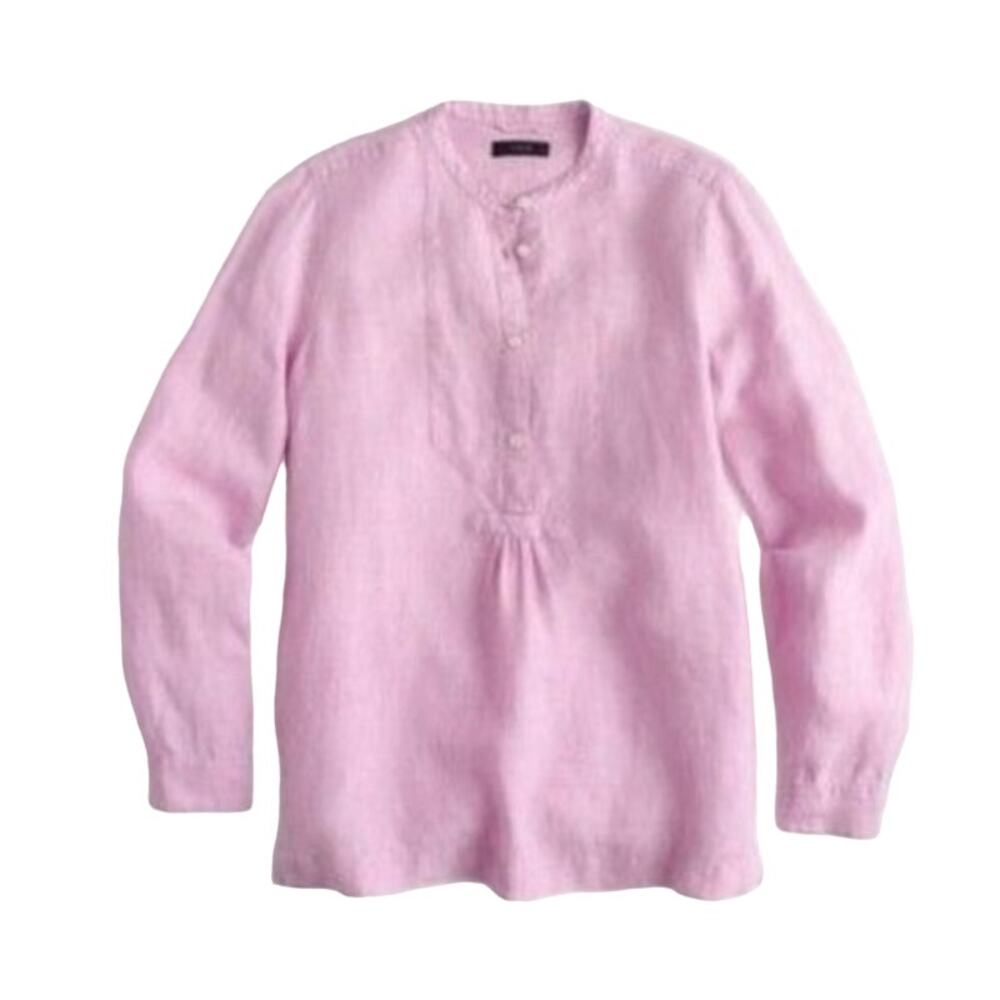 J Crew Baird McNutt Irish Linen Popover Top Pink Women's 0